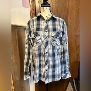 Helix Navy and White Checkered Shirt - Size S